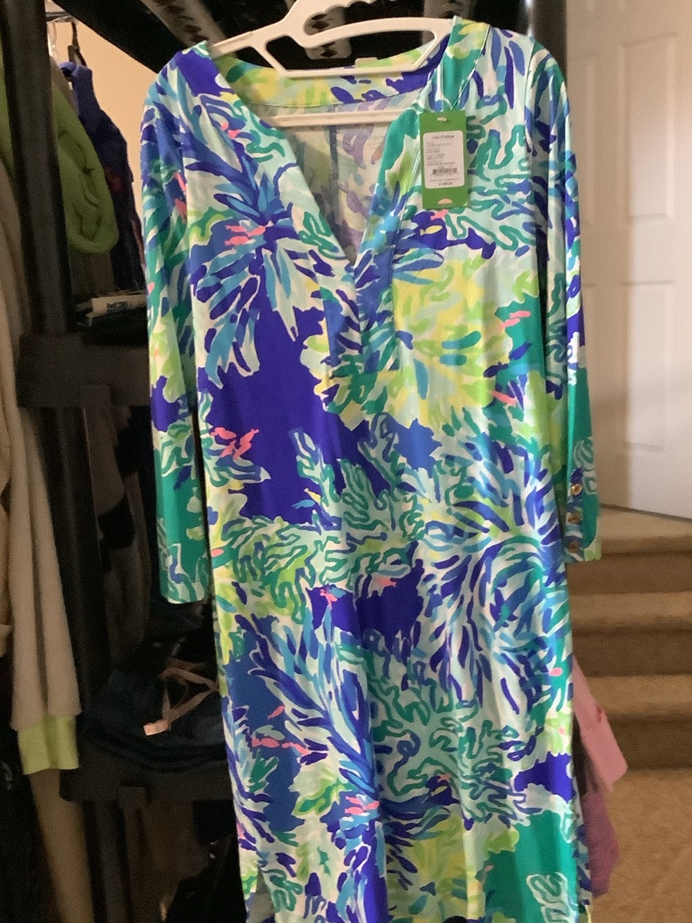 Lilly Pulitzer Blue Green Pink Abstract Riva Dress
